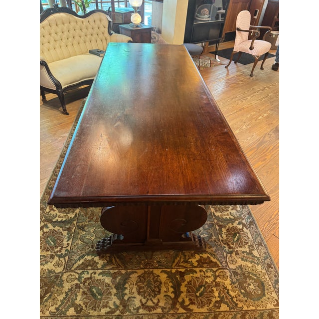 Antique Carved Trestle Table For Sale In Philadelphia - Image 6 of 15