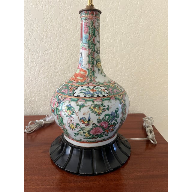 Mid 20th Century Mid 20th Century Famille Rose Lamps - A Pair For Sale - Image 5 of 15