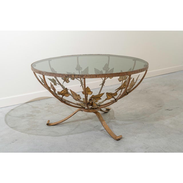 Gold Round Side or Coffee Table in Gilt Iron and Glass, Spain, 1950s For Sale - Image 8 of 8