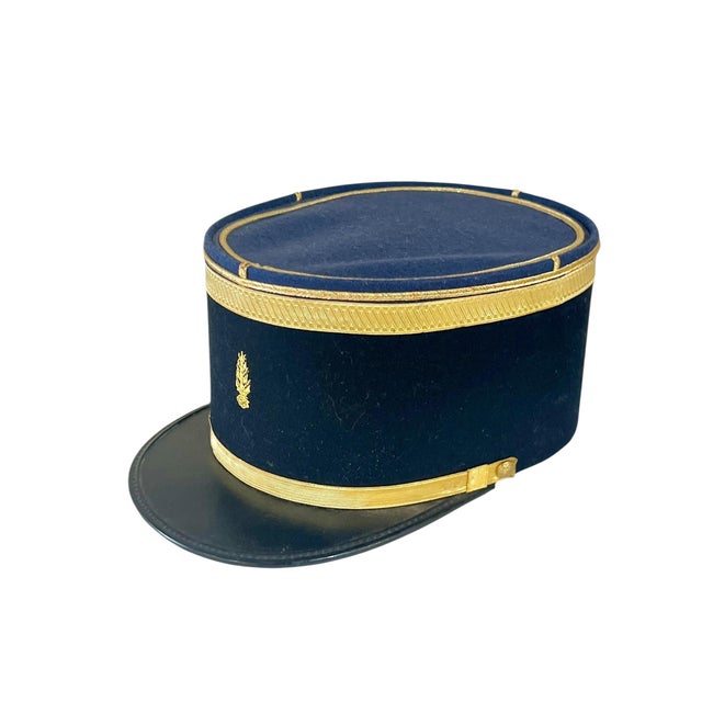 French Country Vintage French Policeman’s Military Hat Cap For Sale - Image 3 of 8