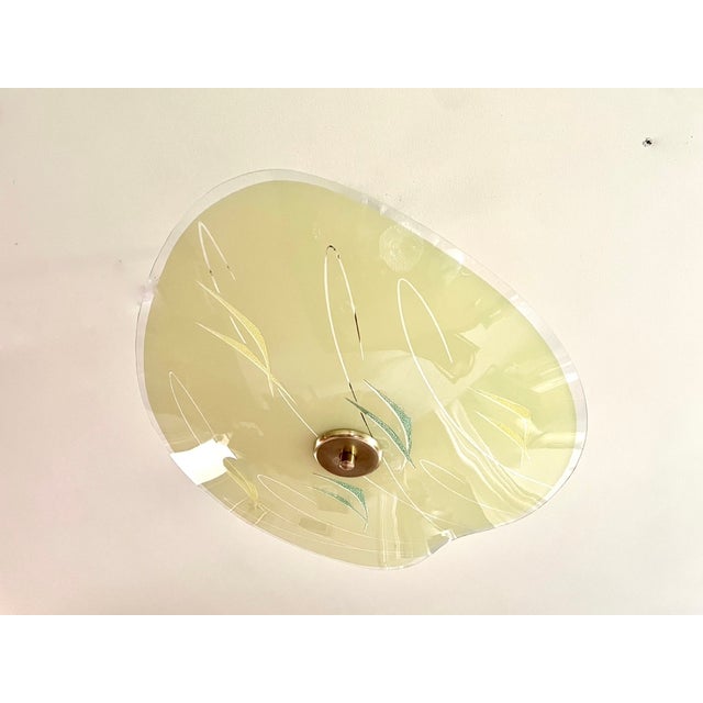 Glass Pale Yellow Asymmetrical Cup-Shaped Pendant Light, 1960s For Sale - Image 7 of 10