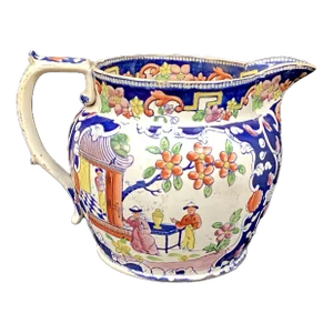 "Boy in the Window" Chinoiserie Pottery Jug, Lockett & Hulme of Lane End
