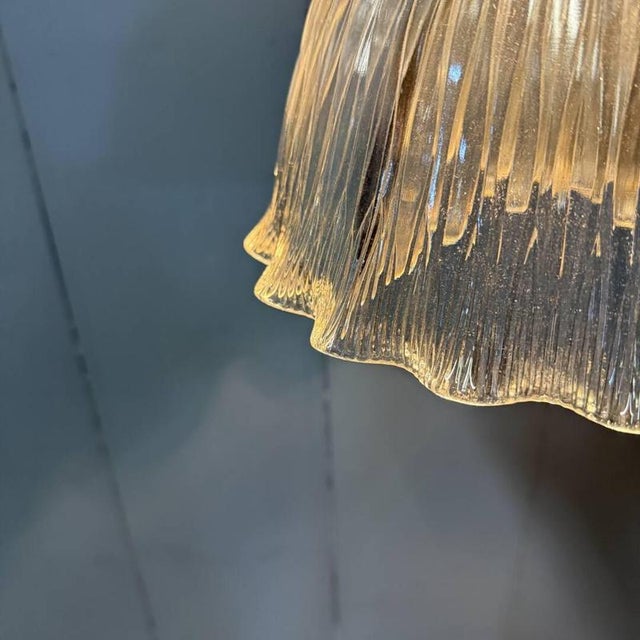 Metal Asteroid Pressed Glass Holophane Pendant Lamp with Brass Fixture, 1920s For Sale - Image 7 of 18