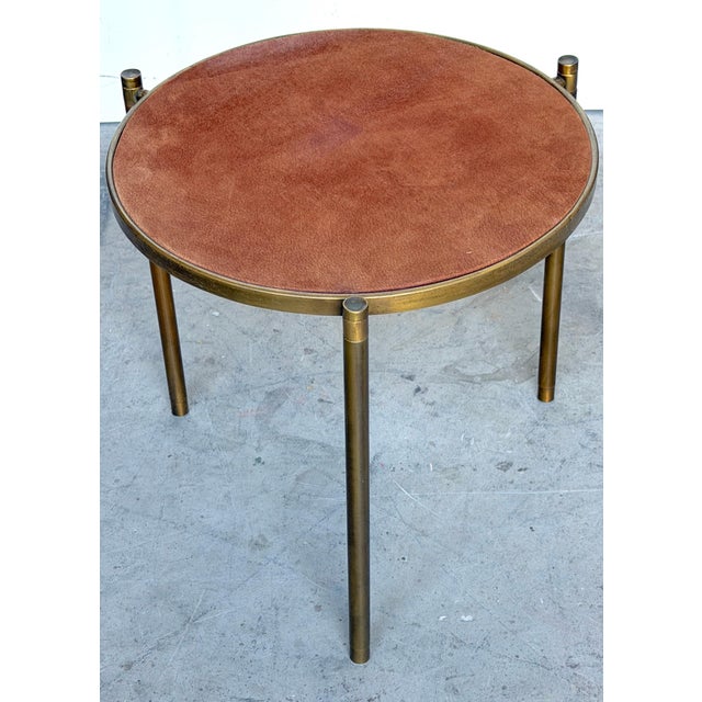 Metal Mastercraft Bronze and Suede Side Table, USA, circa 1970s For Sale - Image 7 of 12