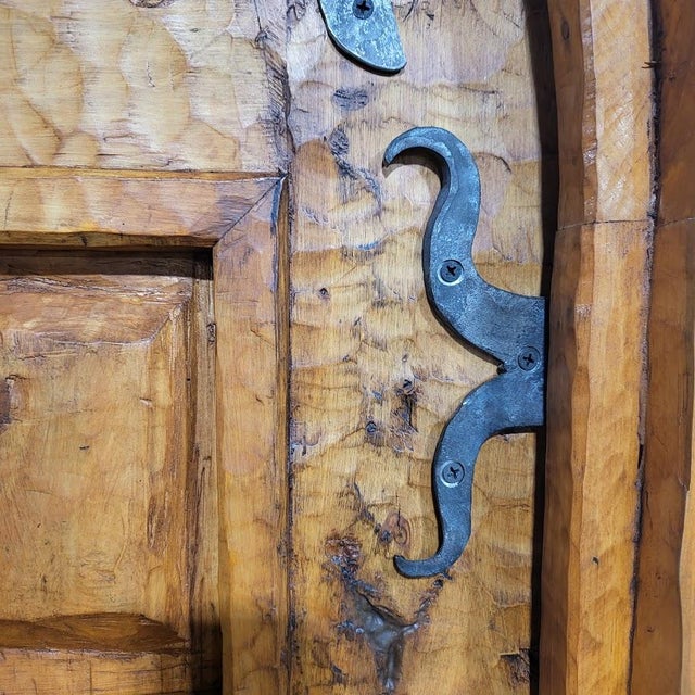 Spanish Colonial Solid Wood Panel Door With Iron Accents For Sale In Denver - Image 6 of 12