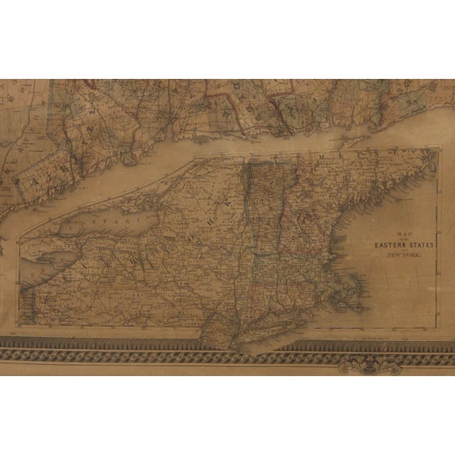 Mid 19th Century 1854 Wall Map of Massachusetts, Rhode Island & Connecticut by Ensign, Bridgman & Fanning, Hand-Colored Engraving With Original Hardware For Sale - Image 5 of 7