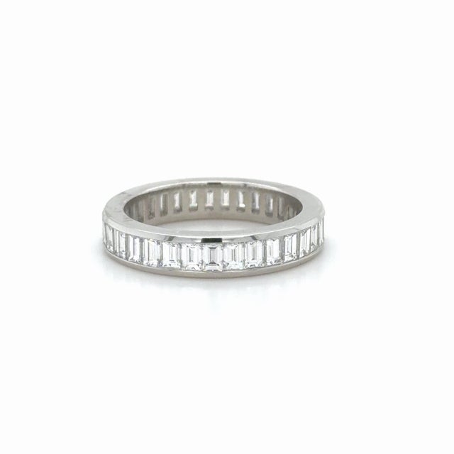 Contemporary Tiffany & Co., 3.60 Carats Baguette Cut Diamond Eternity Band, Size 8 For Sale - Image 3 of 4