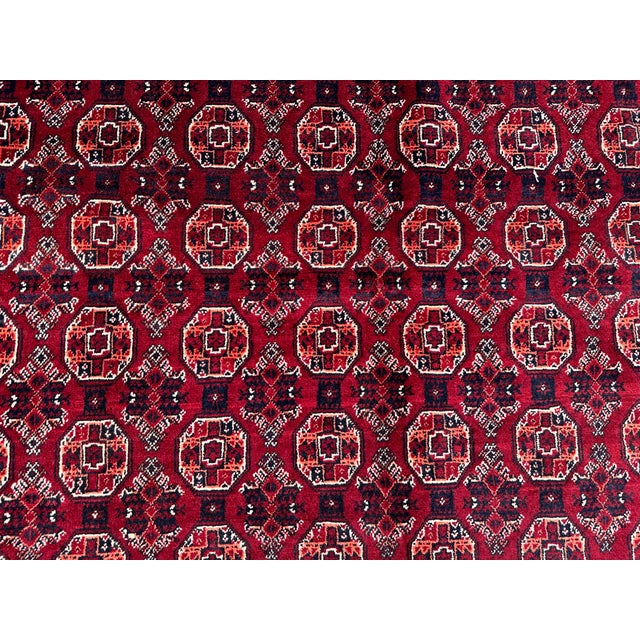 1990s Afghan Vintage Turkoman Tribal Rug, Bedroom Rug For Sale - Image 5 of 8