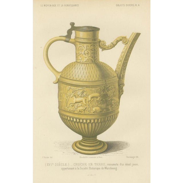 Yellow Glazed Earthenware Ewer, 1851, Paper For Sale - Image 9 of 9