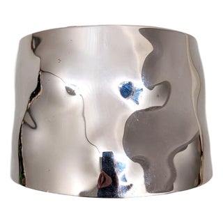 Vintage 1977 Signed Napier Book Piece Rhodium Plated Wavy Cuff Bracelet For Sale