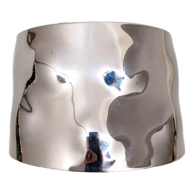 Vintage 1977 Signed Napier Book Piece Rhodium Plated Wavy Cuff Bracelet For Sale