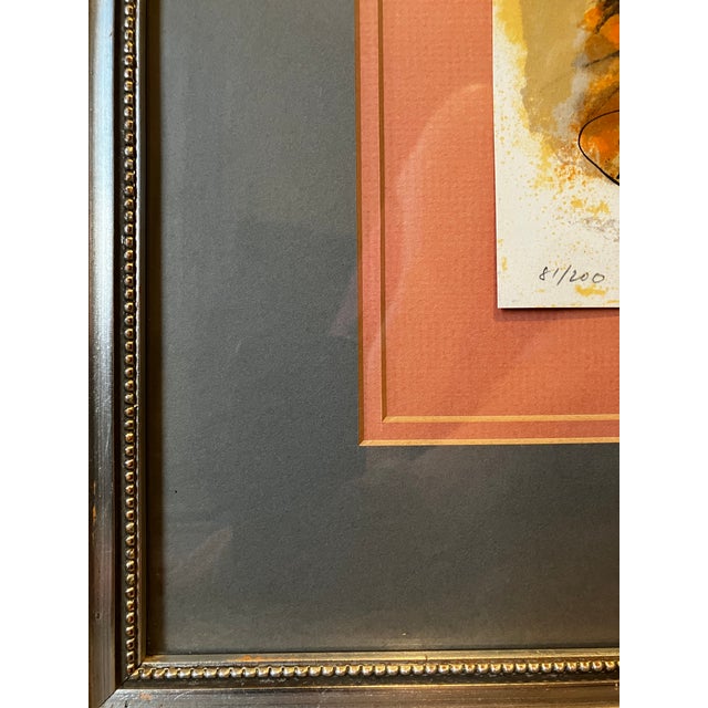 Orange 1960s Mid-Century Modern Seated Female Abstract Lithograph by Madeline Sallier – Signed & Numbered For Sale - Image 8 of 18