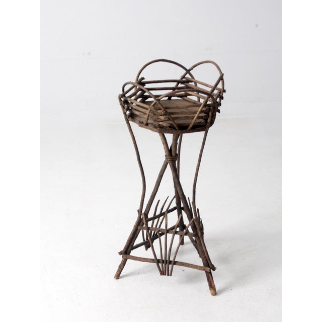 Cabin Antique Adirondack Twig Planter Table For Sale - Image 3 of 12