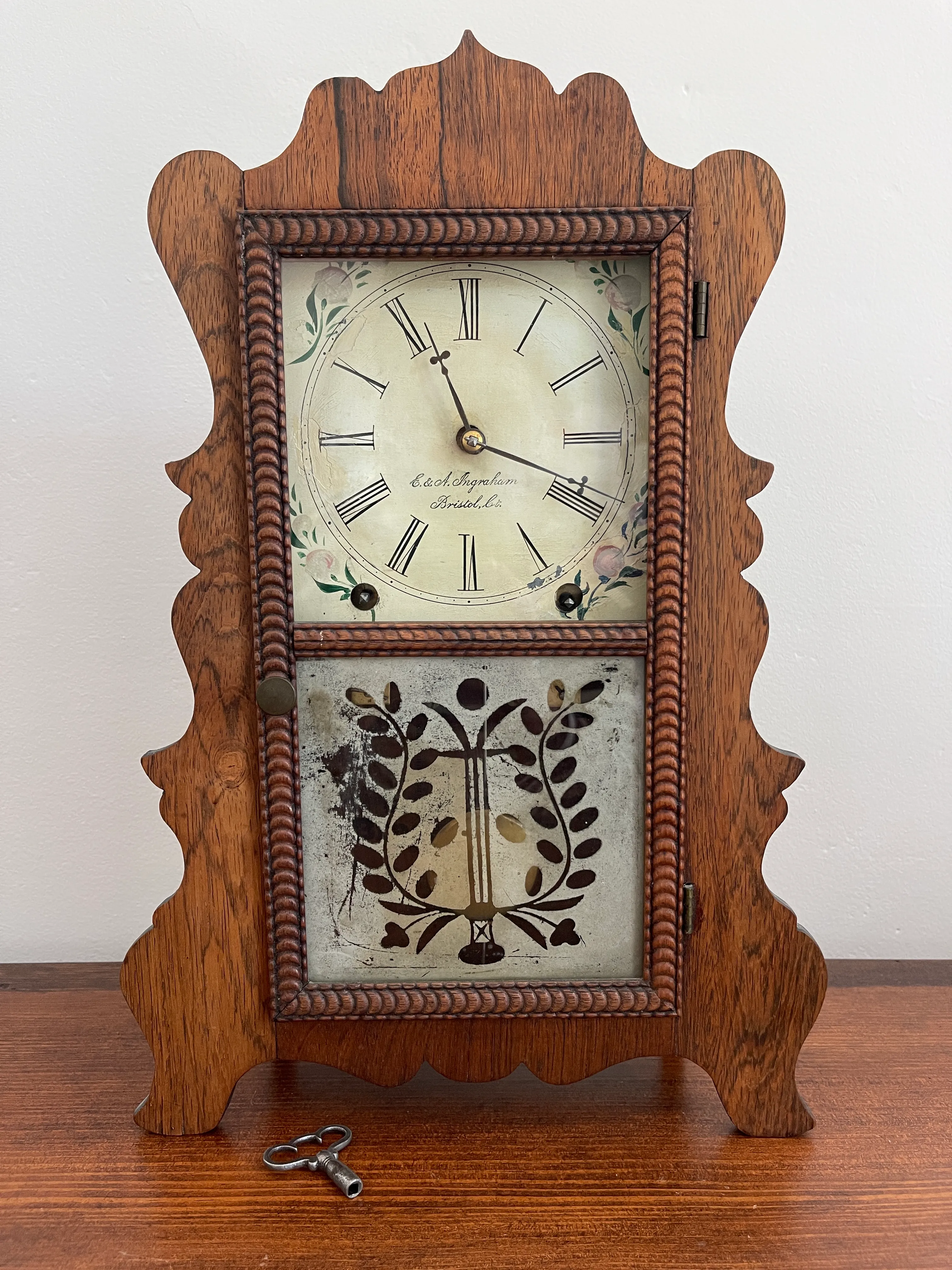 1850s E. A. Ingraham Clock With Key | Chairish