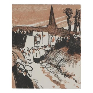 Mathurin Meheut, Brittany, The Procession, 1937, Engraving For Sale