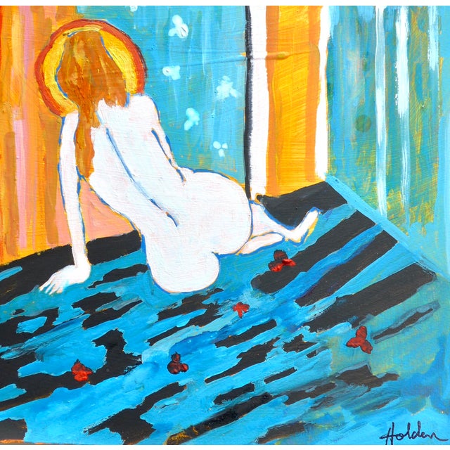 2020s "Reclining French Nude" Contemporary Figurative Nude Mixed-Media Painting by Martha Holden For Sale - Image 5 of 5