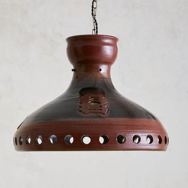 Mid-Century Modern Danish Maroon Ceramic Pendant Light, 1960s For Sale - Image 3 of 9