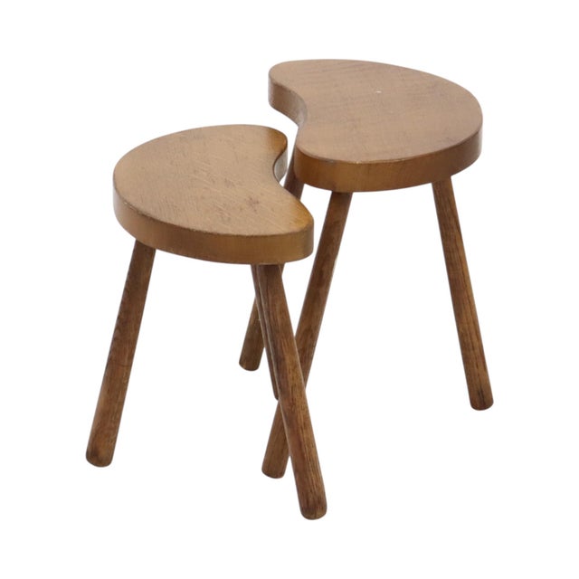 Vintage Wooden Kidney-Shaped Nesting Tables Wood, 1960s, Set of 2 For Sale - Image 6 of 17