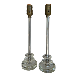 1930s Art Deco Faceted Glass Boudoir Lamps - a Pair