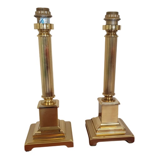 Yellow Brass Table Lamps from Herda, Set of 2 For Sale