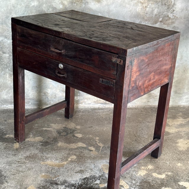 Vintage Indonesian Teak Workshop Cabinet with Two Drawers, 1930s For Sale - Image 6 of 18