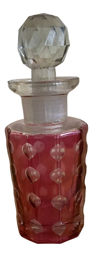 Crystal Stopper Red Decorative Barbers Bottle