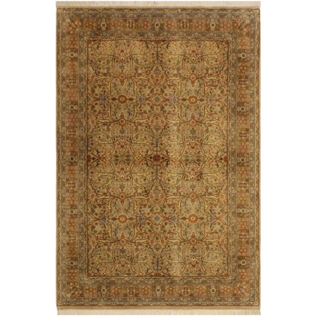Tan 1980s Semi Vintage Tabriz Tan/Lt. Brown Wool Rug - 4'0 X 6'6 For Sale - Image 8 of 8