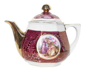 1930s Vista Alegre, Portugal Porcelain Tea Pot Depicting Angelica Kauffmann Paintings