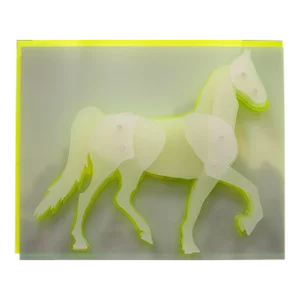 "Electric Pony 1"- Frosted and Fluorescent Acrylic by Maeve Eichelberger