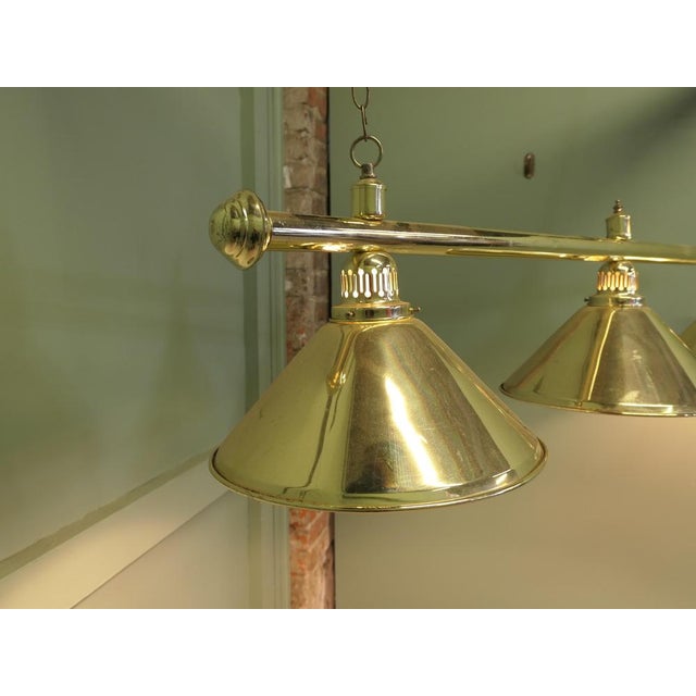 Metal Large Vintage Brass Triple Dining Table Light, 1960 For Sale - Image 7 of 8