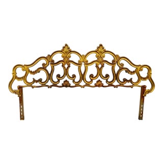 Hollywood Regency Gold Gilt Brass Metal Rococo Style Headboard For Sale