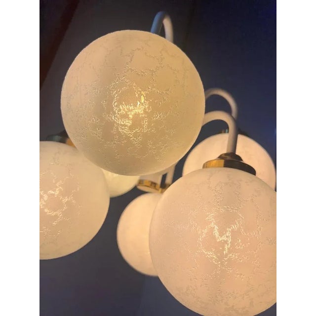 Chandelier with 6 Glass Balls, 1970s For Sale - Image 6 of 11