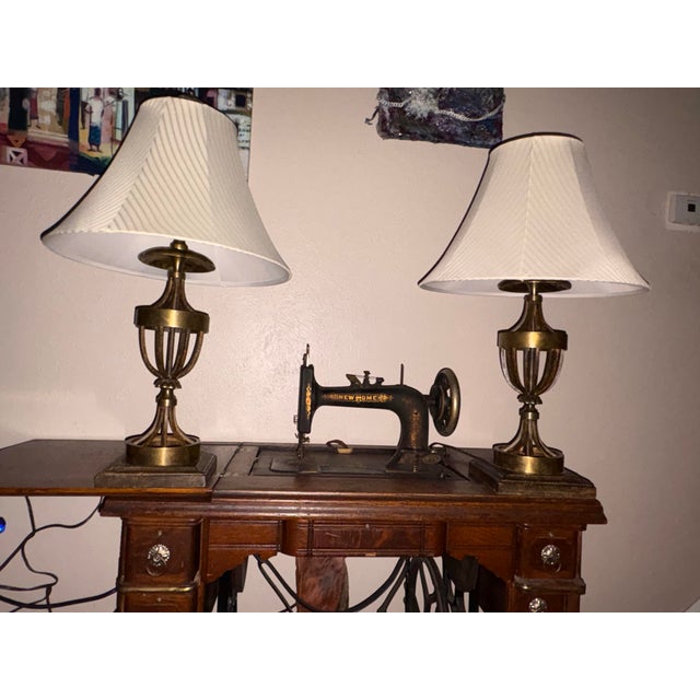 1980s Visual Comfort & Co. Hollywood Regency Open-Cage Brass Table Lamps - A Pair For Sale - Image 5 of 12