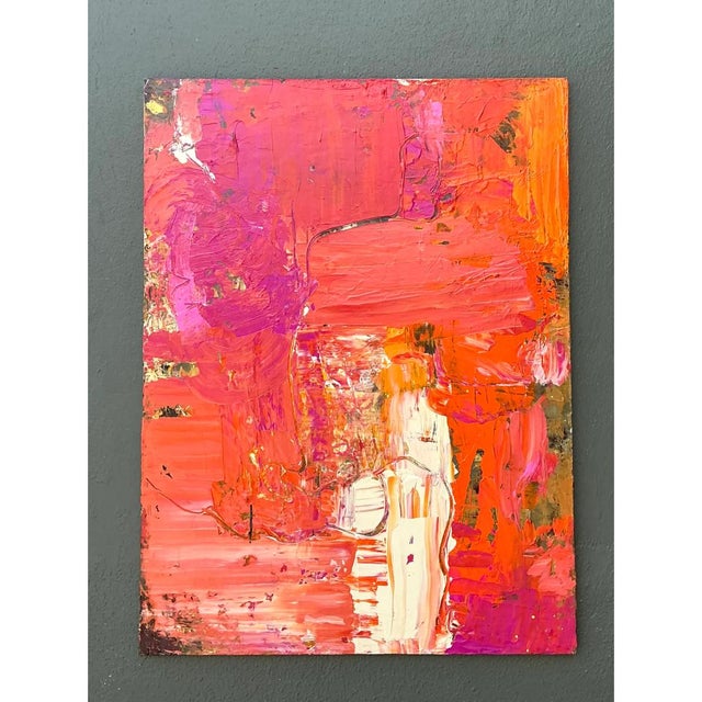 Wood Vintage Abstract Expressionist Painting on Canvas For Sale - Image 7 of 12