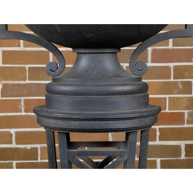 Pair of English Victorian 19th Century Cast Iron Planters with Neoclassical Urns For Sale - Image 9 of 12