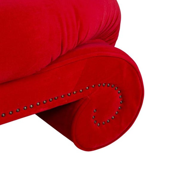 Modern Red Velvet Fabric Three-Seater Sofa from Bretz Gaudi For Sale - Image 3 of 13