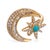 Contemporary Vintage Turquoise Diamond 14k Yellow Gold Star Crescent Ring, Size 7 For Sale - Image 3 of 6