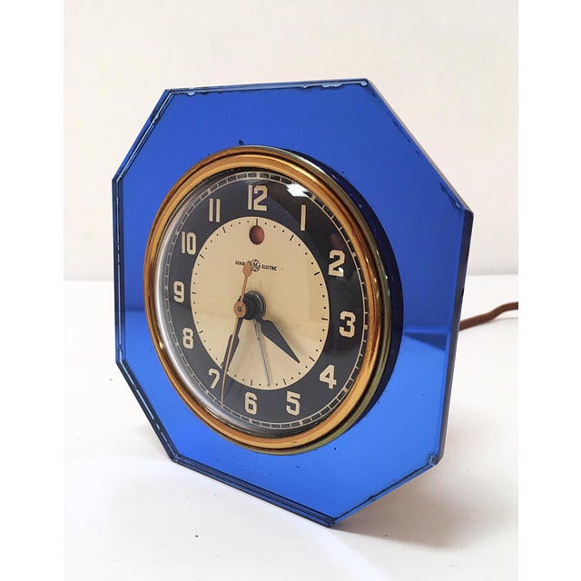 1930s Telechron Art Deco Blue Mirror Clock Chairish