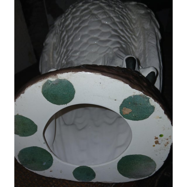 1970s Vintage 1970s Mid-Century Ceramic White Owl Statue For Sale - Image 5 of 8