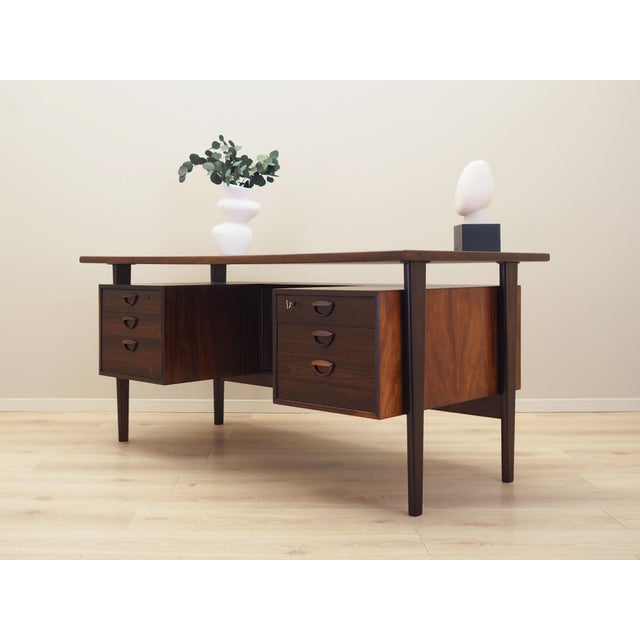 Vintage Danish Rosewood Desk, 1970s For Sale - Image 3 of 14