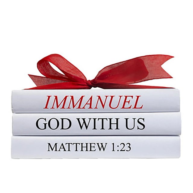Celebrate the season with our "Immanuel" Holiday book set. Three books with custom spines, with a coordinating red ribbon...
