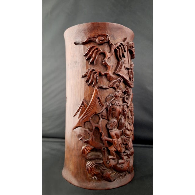 1930s Chinese Bamboo Eight Immortals Bitong For Sale - Image 5 of 7