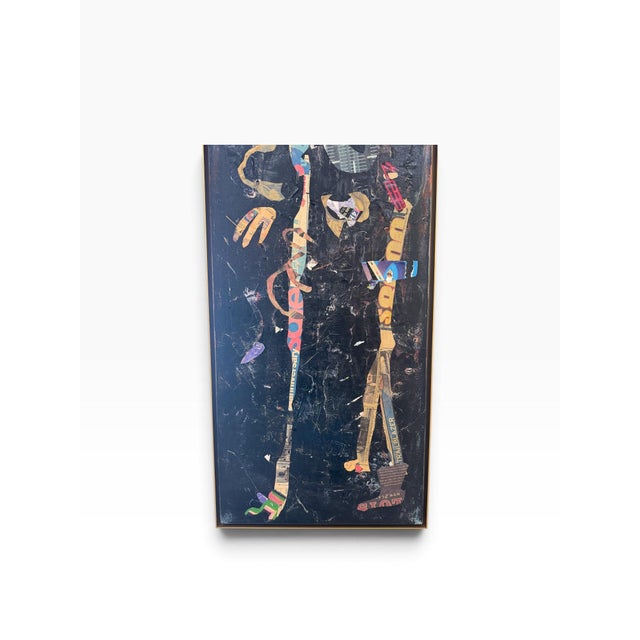 Late 20th Century Late 20th Century Large 61" Vertical Mixed-Media Collage "Musician" by Fern Samuels (Arc Gallery Founder) For Sale - Image 5 of 9