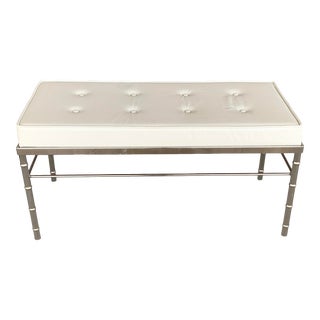 Vintage George Koch Upholstered Faux Bamboo Bench For Sale