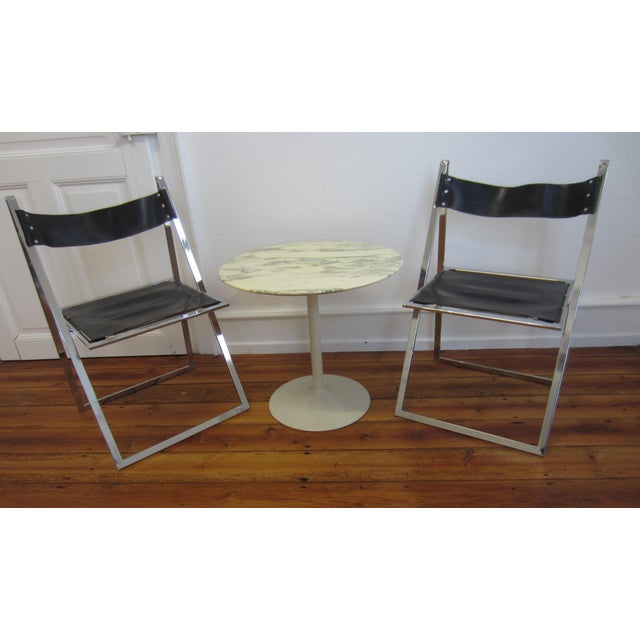 Metal Vintage Folding Chairs in Chrome-Plating with Leather from Lübke, 1970s, Set of 2 For Sale - Image 7 of 8