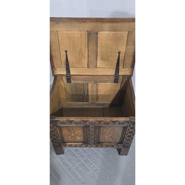 1920s Small Oak Inlaid Coffer, 1920 For Sale - Image 5 of 12