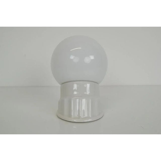 Industrial Vintage Industrial White Porcelain Opaline Glass Wall Lamp, 1950s For Sale - Image 3 of 8