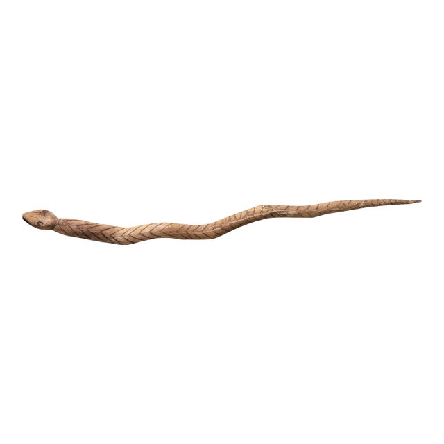 Vintage Tribal Naturalistic Carved Lg Snake Papua New Guinea 49.5" W For Sale