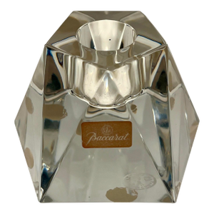 Original Baccarat Candlestick French Crystal Glass Signed