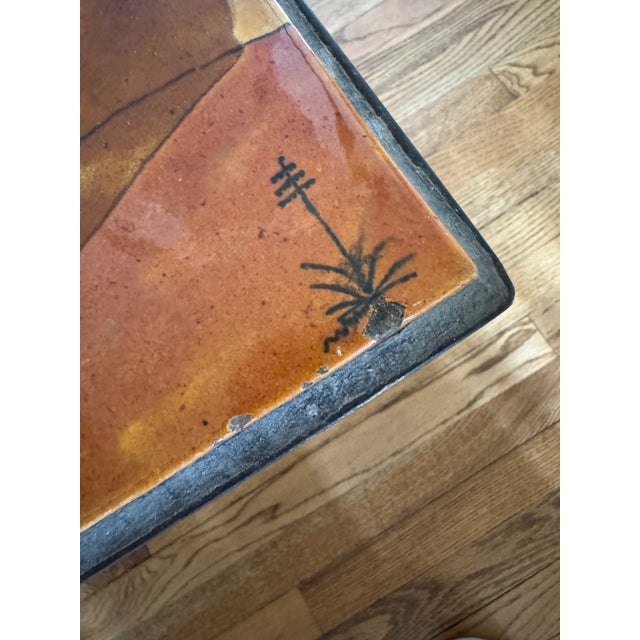 Metal 1930's Fernando Ramos San Jose Workshops Art Pottery Tile and Iron Table For Sale - Image 7 of 12